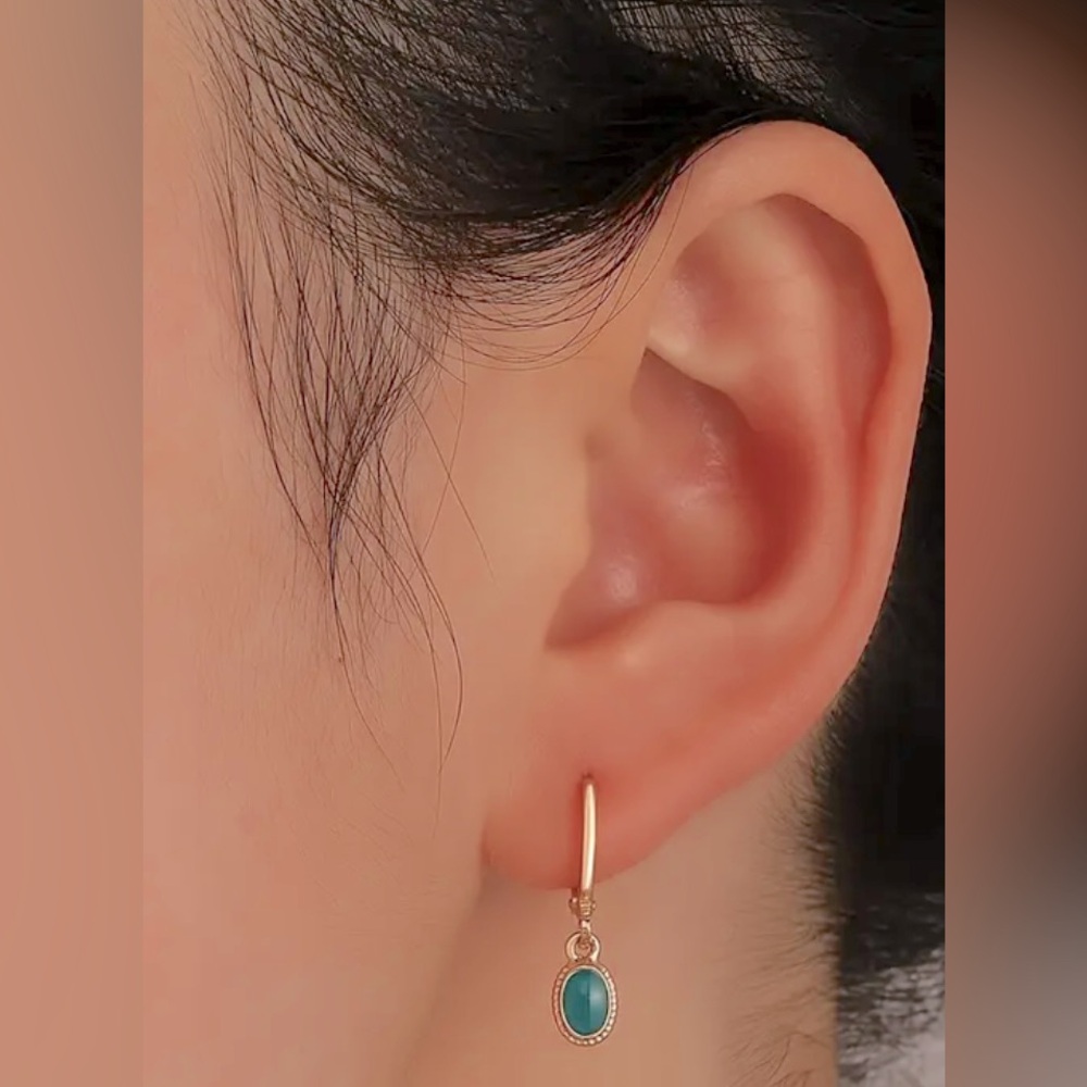 14k gold plated  Earrings with Starry Sky GreenZirconia Hypoallergenic.